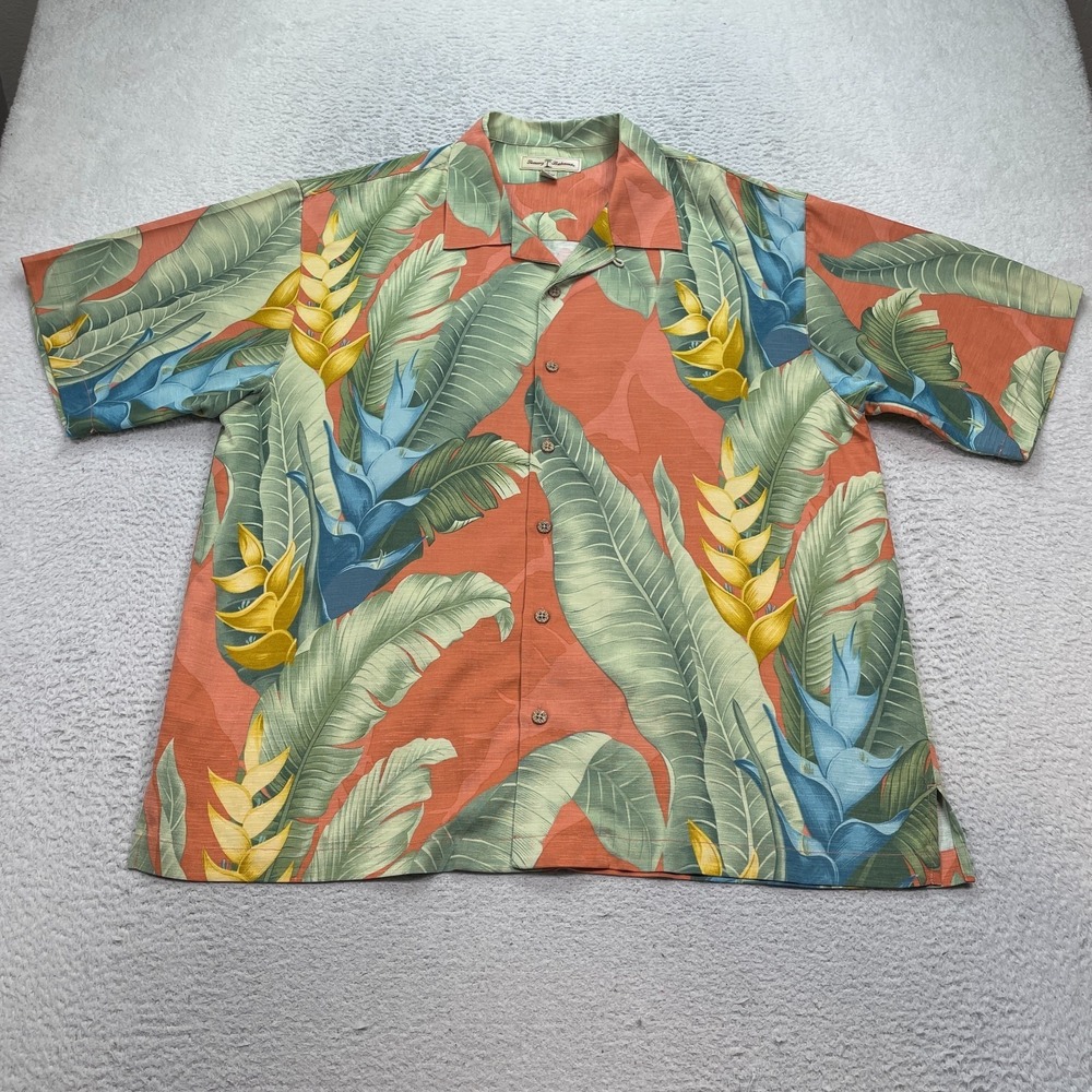 Tommy Bahama Shirt Mens XL Button Up‎ Hawaiian Camp Floral Silk...